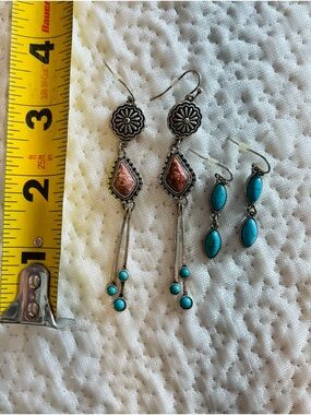 Women’s Turquoise Dangle Earrings - Silver-Tone